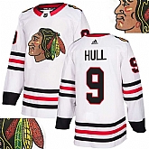 Blackhawks #9 Hull White With Special Glittery Logo Adidas Jersey,baseball caps,new era cap wholesale,wholesale hats
